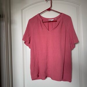 Candace Cameron Bure cotton Rose colored Blouse, summer, spring, comfy, breezy.